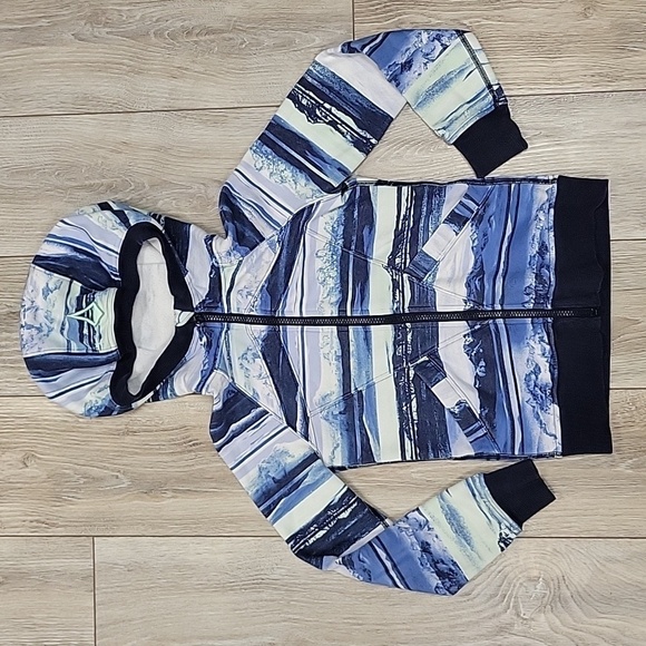 Ivivva by Lululemon Size 7 Blue and White Mountain Theme Full Zip Hoodie - Picture 1 of 9